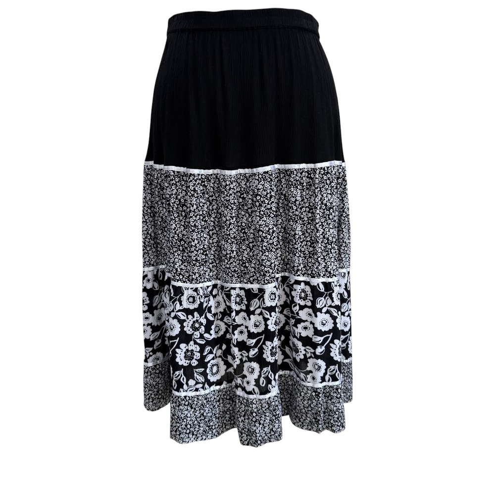 Cathy Daniels Floral Tiered Midi Skirt Boho Cottagecore Prairie Flowy 1X Plus - Picture 1 of 7
